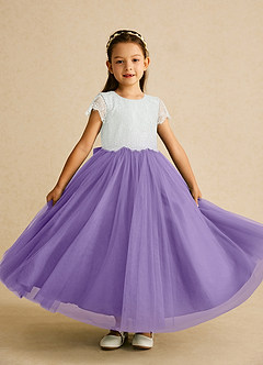 Azazie Bumblebee Final Sale Ivory Tahiti A-Line Lace Tulle Dress image1