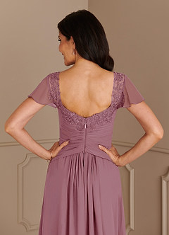 Azazie Gwenyth Mother of the Bride Dresses Vintage Mauve A-Line Lace Chiffon Dress image7