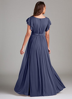 Azazie Daphne Modest Bridesmaid Dresses A-Line Ruched Mesh Floor-Length Dress image2