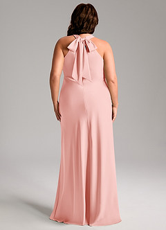 Azazie Doretta Bridesmaid Dresses Powder Pink Mermaid Pleated Stretch Satin Dress image11