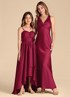 Azazie Catalina Junior Jurk van Stretch Satijn met A-Lijn Sweetheart Halslijn Bourgondië image3