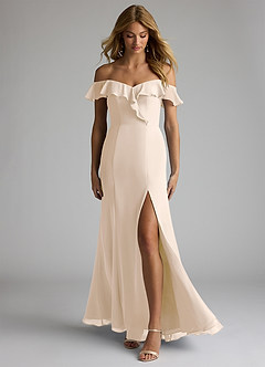 Azazie Sophie Bridesmaid Dresses White Alabaster A-Line Off the Shoulder Chiffon Convertible Dress image1