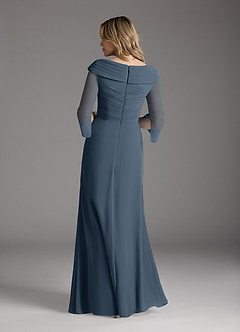 Azazie Jaycee Kleider für die Brautmutter A-Linie Chiffon Kleid Neptunblau image6