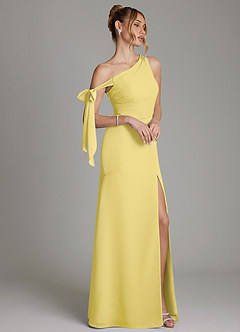 Azazie Aylin Final Sale Eucalyptus Sheath Off the Shoulder Chiffon Dress image6