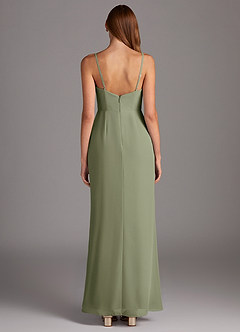 Azazie Tayla Bridesmaid Dresses Pistachio Sheath Square Neckline Chiffon Dress image4