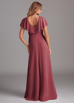 Azazie Lainey Bridesmaid Dresses Merlot A-Line with Pockets Chiffon Dress image7
