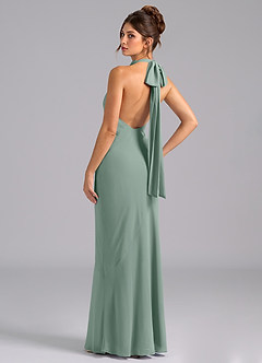 Azazie Velli Bridesmaid Dresses Silver Sage Mermaid High Neck Chiffon Dress image7