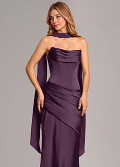 Azazie Pelagia Bridesmaid Dresses Plum Mermaid Corset Stretch Satin Convertible Dress image5