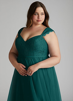 Azazie Luxi Bridesmaid Dresses Peacock A-Line Pleated Tulle Dress image7