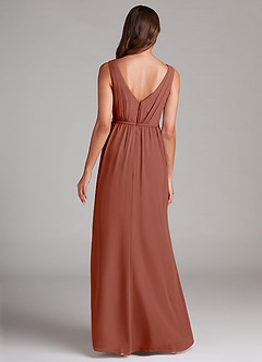 Azazie Tanicia Bridesmaid Dresses Auburn A-Line Pleated Chiffon Dress image7