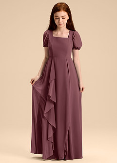 Azazie Priya Junior Robe Trapèze en Mousseline de soie Blouson Sangria image5