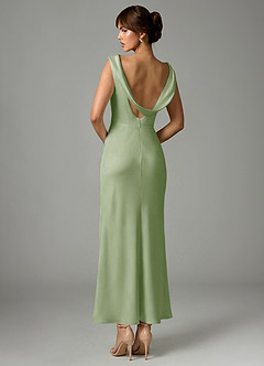 Azazie Kieryn 신부 들러리 드레스 인어 주름진 스트레치 새틴 발목 길이 드레스 image5