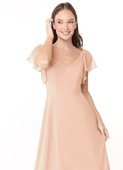 Azazie Syenna Bridesmaid Dresses English Rose A-Line Ruched Chiffon Dress image5