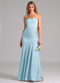 Azazie Shiloh Bridesmaid Dresses Sky Blue Mermaid Strapless Stretch Satin Convertible Dress image2