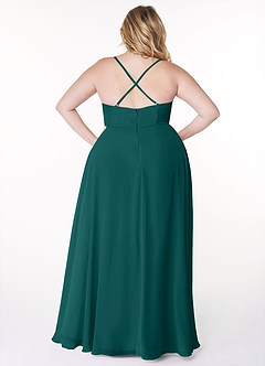Azazie Naeem Bridesmaid Dresses Peacock A-Line V-Neck Ruffle Chiffon Dress image8