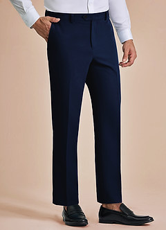 front James Blue Structured Stretch Dress Pants