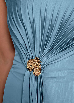Azazie Dinanta Kleider für die Brautmutter Spalte Plissee Chiffon Kleid Stahlblau image8