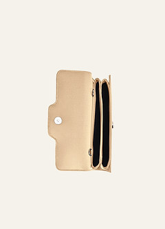 front Clutch van elastisch satijn in bijpassende kleur met kristallen sluiting