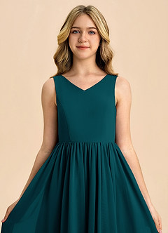 Azazie Hathaway Junior Pine A-Line Bow Chiffon Dress image6