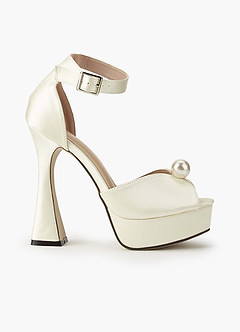 Satin Pearl Platform Heels