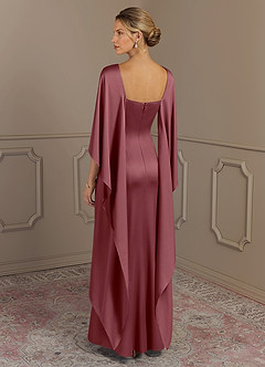Azazie Eli Mère de la mariée Robes Robe Fourreau en Satin extensible Col de bateau Rose Du Désert image2