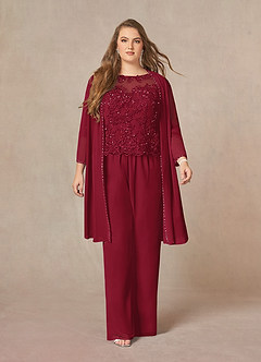 Azazie Florida Mother of the Bride Dresses Burgundy Jumpsuit/Pantsuit Sequins Chiffon Dress image14