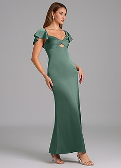 Azazie Demia 신부 들러리 드레스 쉬스 스윗하트 네크라인 스트레치 새틴 발목 길이 드레스 image3