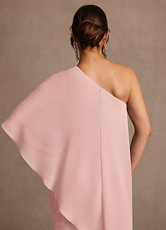 Azazie Wilma Mère de la mariée Robes Robe Fourreau en Blumen-Burnout Une épaule Rose Poudré image7