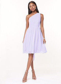 Azazie Katrina Bridesmaid Dresses Lilac A-Line One Shoulder Chiffon Dress image1