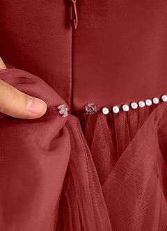 Azazie Tinie Flower Girl Dresses Rust Ball-Gown Bow Tulle Dress image8
