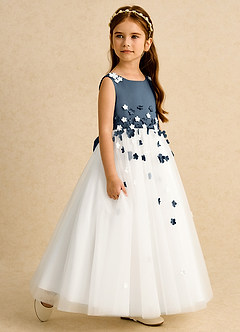 Azazie Eleni Flower Girl Dresses Ivory Neptune Ball-Gown Bow Tulle Dress image6