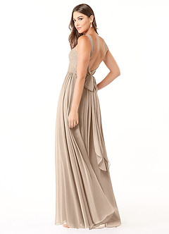 Azazie Dionne Final Sale Taupe A-Line Corset Chiffon Dress image5