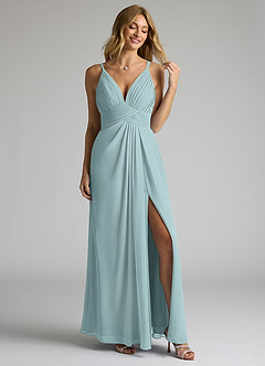 Azazie Maren Allure Bridesmaid Dresses Mist A-Line V-Neck Lace Chiffon Dress image3
