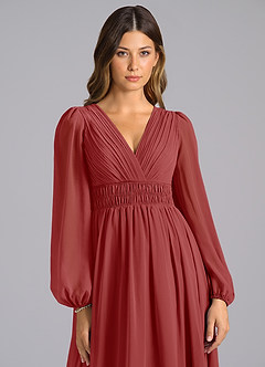 Azazie Palerma Jurken voor bruidsmeisjes Jurk van Chiffon met A-Lijn Lange mouw Roest image6