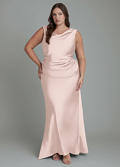 Azazie Kieryn Brautjungfernkleider Meerjungfrau-Linie Plissee Stretch-Satin Kleid Zartrosa image7