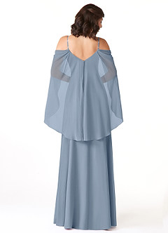 Azazie Cienna Bridesmaid Dresses Dusty Blue A-Line Off the Shoulder Chiffon Dress image2