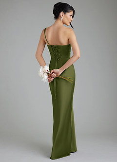 Azazie Sabrina Bridesmaid Dresses Bright Olive Mermaid Corset Stretch Satin Dress image2