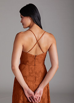 Azazie Naeem Bridesmaid Dresses Burnt Orange A-Line Sweetheart Neckline Floral Burnout Dress image5