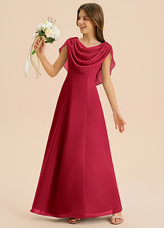 Azazie Lambie Junior Scarlet A-Line Pleated Chiffon Dress image2
