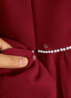 Azazie Lass Robe Demoiselle D'honneur Fillette Robe Trapèze en Tulle Arc Bourgogne image7