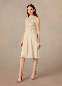 Azazie Klaus Mother of the Bride Dresses Champagne A-Line Scoop Sequins Chiffon Dress image4