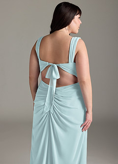 Azazie Jesaphine Bridesmaid Dresses Mist Sheath Bow Chiffon Dress image14