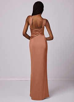 Barbie ♥ Azazie Bridesmaid Dresses Bronzer Mermaid One Shoulder Stretch Satin Dress image2