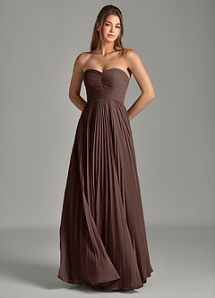 Azazie Chiana Robes de demoiselle d'honneur Robe Trapèze en Mousseline de soie Sans bretelles Ganache image3