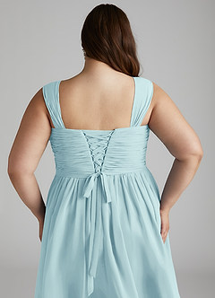 Azazie Angie Bridesmaid Dresses Sea Glass A-Line Corset Chiffon Dress image15