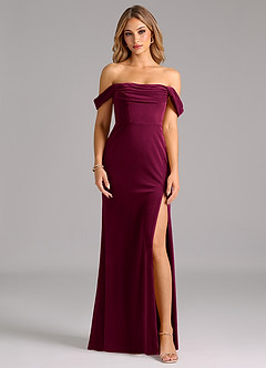 Azazie Saige Bridesmaid Dresses Cabernet Sheath Off the Shoulder Velvet Convertible Dress image3