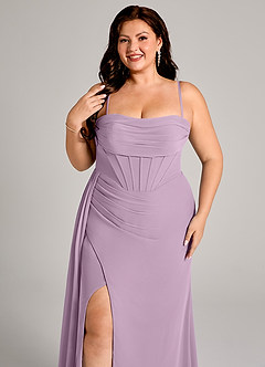 Azazie Amyra Abiti da Damigella Abito Convertibile Tubino in Chiffon a Spalla Scoperta Glicine image11