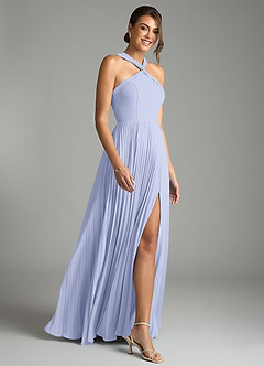 Azazie Afra Abiti da Damigella Abito A-Line in Chiffon Plissettato Lavanda image3