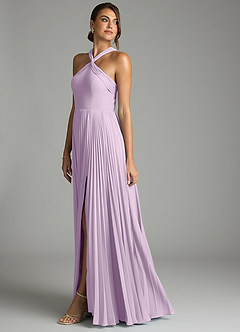 Azazie Afra Abiti da Damigella Abito A-Line in Chiffon Plissettato Lilla Glassato image4