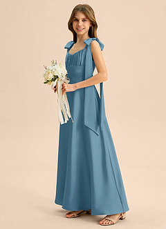 Azazie Halley Junior Abito A-Line in Raso Elasticizzato Fiocco Bermuda image4